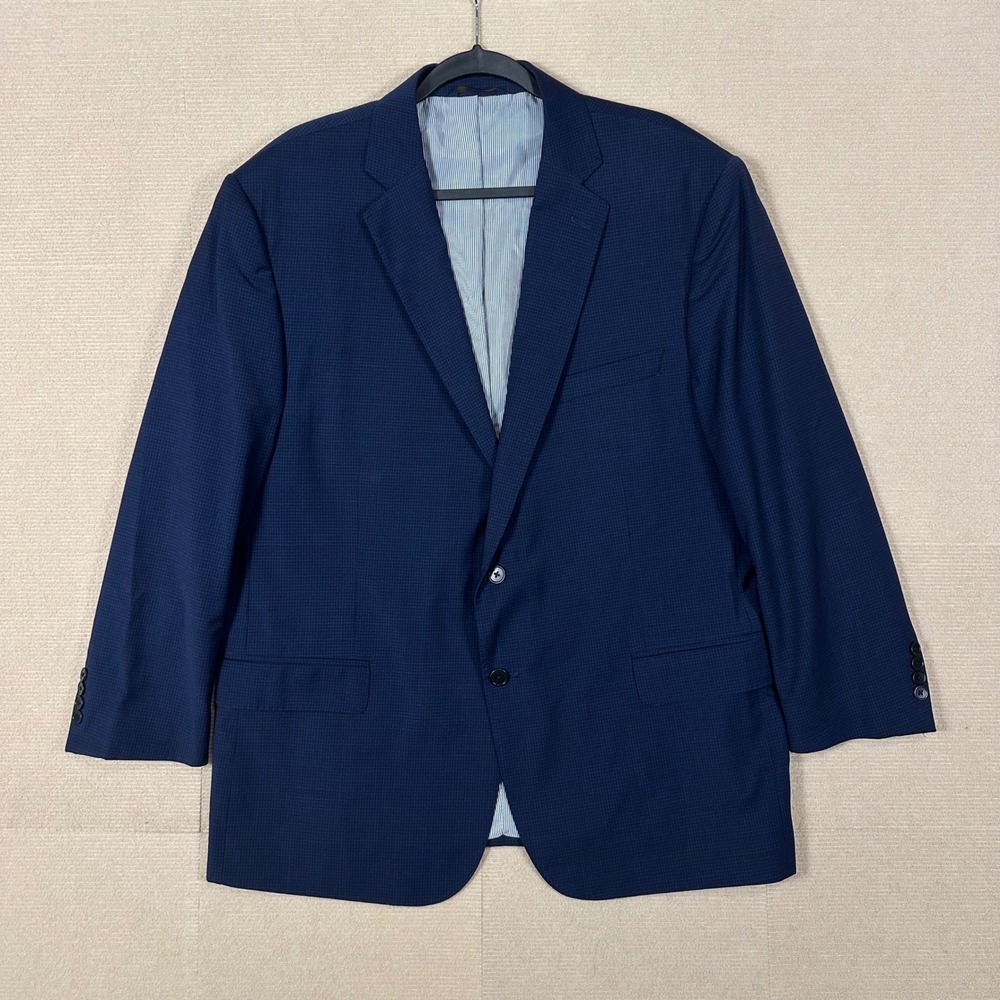 Brooks Brothers Explorer Blazer Mens 48R Blue Micro Check Classic Fit Wool Blend